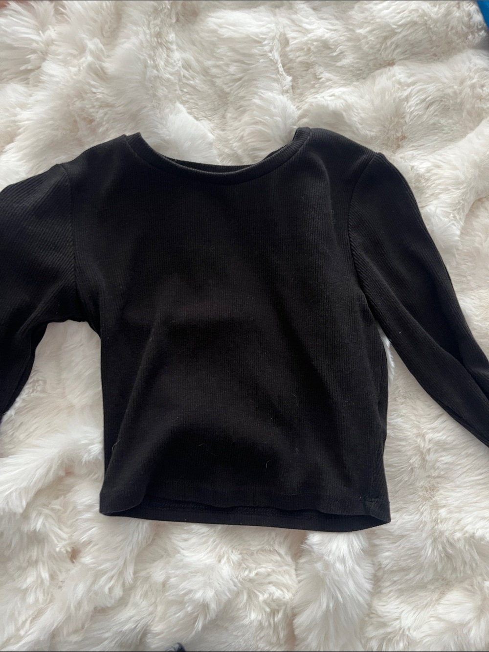 Garage Black Ribbed Long Sleeve Tee